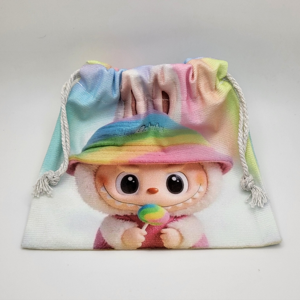 LABUBU Fabric Drawstring Pouch NEW Rainbow